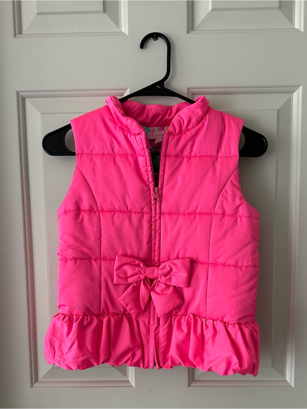 Lilly Pulitzer Girls XL (12/14) Pink Puffer Vest with Bow